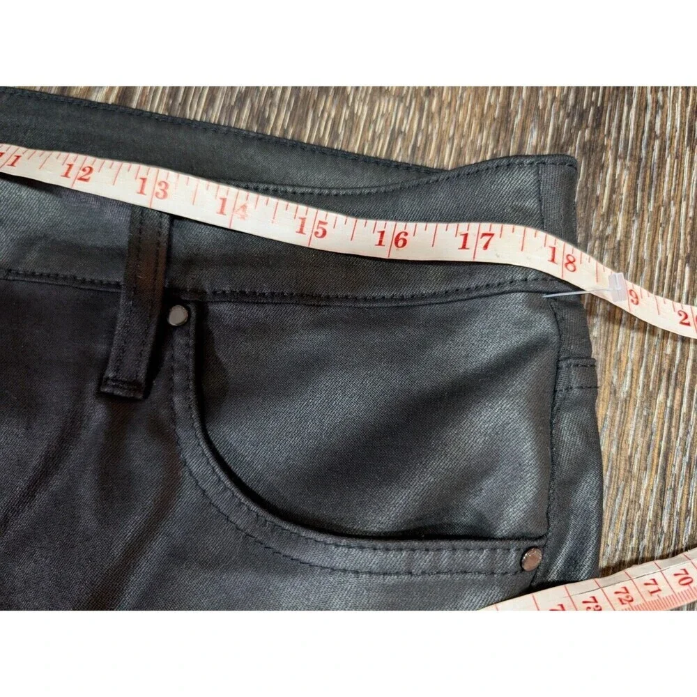 Chico’s Women Trousers Flare Leg Pants Sz 14 Tall Black‎ Coated Stretch NWOT 114